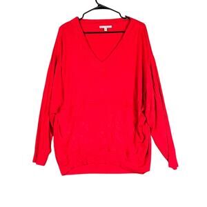 Express 111 Womens Sweater Red V Neck Long Sleeve Relaxed Rayon Blend Small
